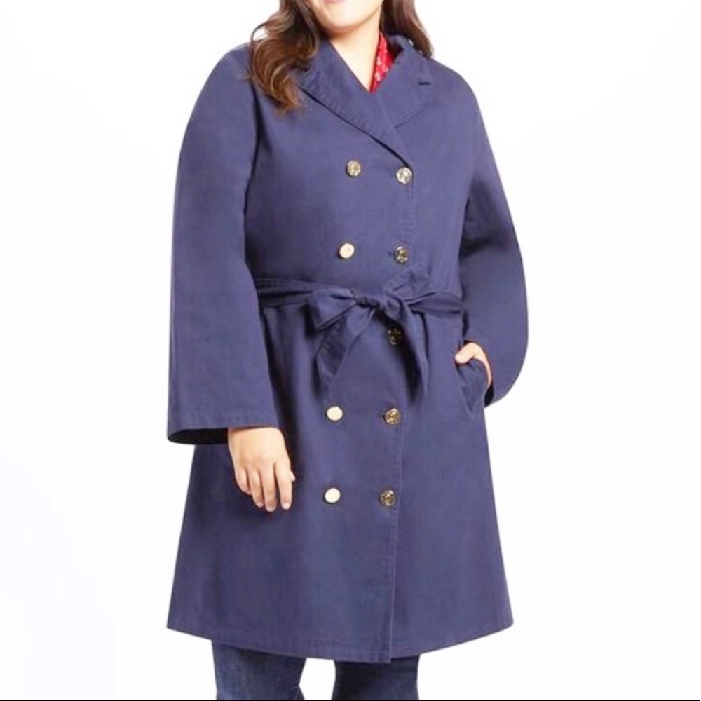 NWT Draper James blue trench coat size 2X